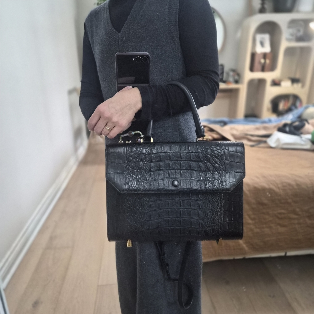 Alexander Wang Chastity Black Croc-Embossed Bag - Picture 10 of 11